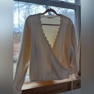 Elegant Cream Wrap Sweater